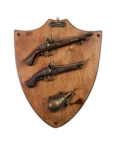 Display Plaque With Pistols & Flask