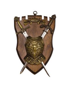 Miniature Chestplate and Swords on Display Plaque