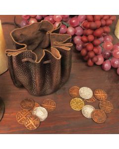 Viking Leather Pouch with Coins