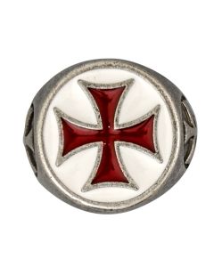 Templar Cross Ring - Red/White Enamel