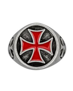 Templar Cross Ring - Red Enamel