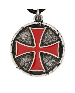 Templar Cross Pendant - Red Enamel