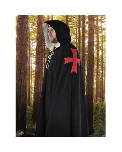 Woollen Templar Cloak - Black