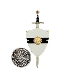 Templar Sword Letter Opener, Shield Mount & Seal Gift Set