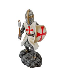 Fighting Templar Knight with Axe Figurine - 18cm