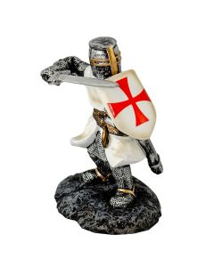 Fighting Templar Knight with Sword Figurine - 9cm