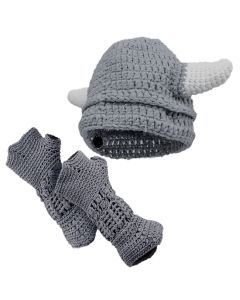 Adults Knitted Viking Hat and Gauntlet Set