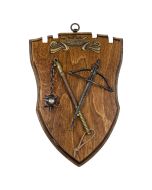 Miniature Crossbow and Flail on Plaque