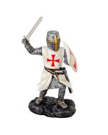 Fighting Templar Knight with Sword Figurine - 18cm