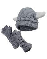 Kids Knitted Viking Hat and Gauntlet Set